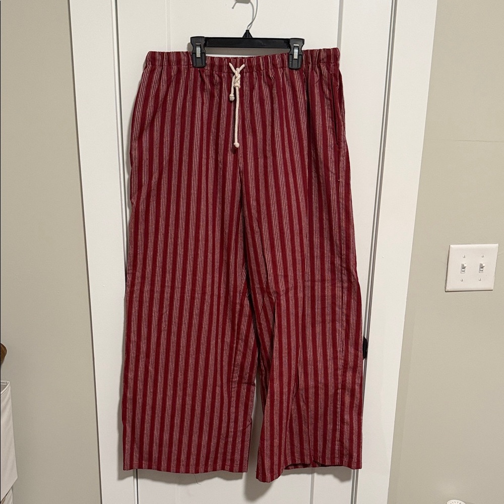 SHEIN Red Striped Wide Leg Pants